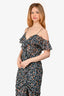 Veronica Beard Blue Multicolour Floral Midi Ruffled Dress Size 4