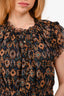Ulla Johnson Brown Patterned Ruffled Hem Midi Dress Size 6