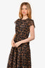 Ulla Johnson Brown Patterned Ruffled Hem Midi Dress Size 6