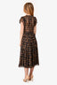 Ulla Johnson Brown Patterned Ruffled Hem Midi Dress Size 6
