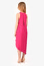 IRO Neon Pink Sleeveless Asymmetrical Hem Midi Dress Size 38