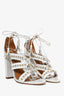 Aquazzura White Leather Tulum Fringed Sandals Size 40