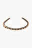 Pre-Loved Chanel™ 2021 Black Leather Chain Detailed CC Thin Headband