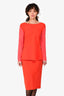 Max Mara Orange/Pink Pemplum Top + Skirt Set Size 42
