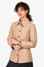 Burberry Beige Quilted Button Up Jacket Size S