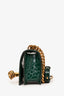 Alexander McQueen Green Croc Embossed Knuckle Crossbody