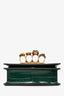Alexander McQueen Green Croc Embossed Knuckle Crossbody