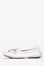 Versace White Leather Gold Tone Hardware Loafers Size 38.5