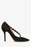 Valentino Black/Blush Suede Leather Rockstud Heels Size 38.5