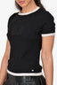 Pre-Loved Chanel™ 2024 Black/White Trim Cashmere Blend Knit "No. 5" Top Size 36