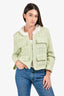 Maje Green/White Tweed Cropped Lace Collar Jacket Size 36