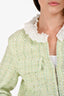 Maje Green/White Tweed Cropped Lace Collar Jacket Size 36