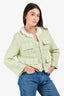 Maje Green/White Tweed Cropped Lace Collar Jacket Size 36