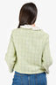 Maje Green/White Tweed Cropped Lace Collar Jacket Size 36