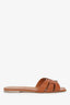 Saint Laurent Brown Leather Tribute Sandals Size 41