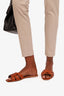 Saint Laurent Brown Leather Tribute Sandals Size 41