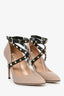Valentino Taupe/Black Rockstud Wrap Heels Size 37.5