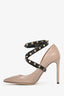 Valentino Taupe/Black Rockstud Wrap Heels Size 37.5