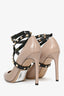 Valentino Taupe/Black Rockstud Wrap Heels Size 37.5