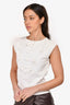 Pre-Loved Chanel™ 2005 White Knit Embroidered Tassel Sleeveless Top Size 38