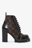 Louis Vuitton Brown Monogram Patent 'Star Trail' Lace-Up Boots Size 36