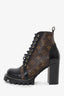 Louis Vuitton Brown Monogram Patent 'Star Trail' Lace-Up Boots Size 36
