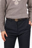 Gucci Black Leather Pearl 'GG' Skinny Belt Size 80/32