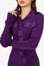 Bottega Veneta Purple Ribbed Long-Sleeve Dress Estimated Size 40