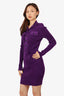 Bottega Veneta Purple Ribbed Long-Sleeve Dress Estimated Size 40