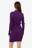Bottega Veneta Purple Ribbed Long-Sleeve Dress Estimated Size 40