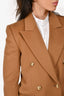 Saint Laurent Camel Cashmere-Blend Jacket with Gold Buttons Size 34