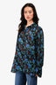 Ganni Blue/Green Printed Blouse Size 38