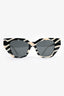 Gucci Cream/Black Zebra Printed Cat Eye Sunglasses with Crystal Sides