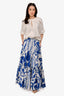 La Double J's Blue/White Patterned Popeline Tiered Maxi Skirt Size XS With Tag