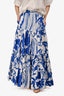 La Double J's Blue/White Patterned Popeline Tiered Maxi Skirt Size XS With Tag