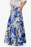 La Double J's Blue/White Patterned Popeline Tiered Maxi Skirt Size XS With Tag