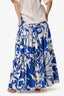 La Double J's Blue/White Patterned Popeline Tiered Maxi Skirt Size XS With Tag