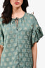 Red Valentino Green Patterned Short-Sleeve Top Size 40