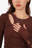 Helmut Lang Brown Ribbed Cut-Out Long Sleeve Top Size S