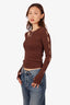 Helmut Lang Brown Ribbed Cut-Out Long Sleeve Top Size S