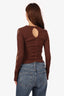 Helmut Lang Brown Ribbed Cut-Out Long Sleeve Top Size S