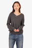 Y-3 Grey/White Wool/Cashmere Long Sleeve Striped Sweater Size S Mens