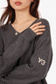 Y-3 Grey/White Wool/Cashmere Long Sleeve Striped Sweater Size S Mens