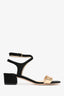 Jimmy Choo Black Suede/Gold Leather 'Marine 35' Heeled Sandals Size 37.5