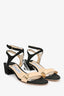 Jimmy Choo Black Suede/Gold Leather 'Marine 35' Heeled Sandals Size 37.5