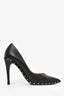 Valentino Black Leather Studded Pointed Heels Size 37