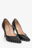 Valentino Black Leather Studded Pointed Heels Size 37