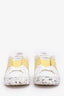 Valentino White/Yellow Leather Rockstud Sneakers Size 36