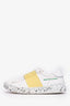 Valentino White/Yellow Leather Rockstud Sneakers Size 36