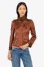 Gucci Bronze Satin Ruched High-neck Zip-Up Jacket Estimated Size XS